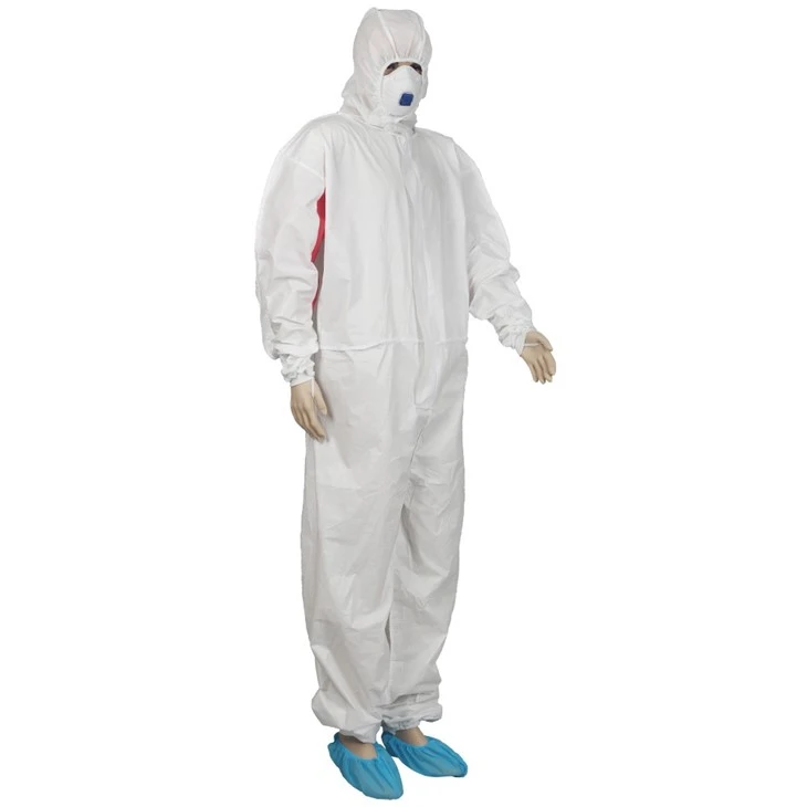 Type 5 6 Microporous Coverall With SMS Back And Hood